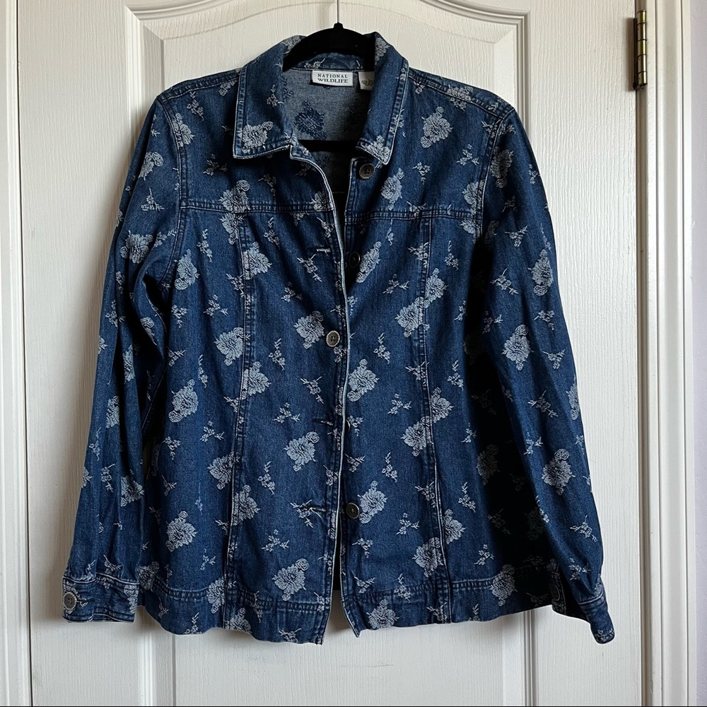Vintage floral embroidered denim jacket by National Wildlife